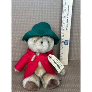 Vintage Paddington Bear Plush Toy Green Hat Red Coat Eden Toys Collectible